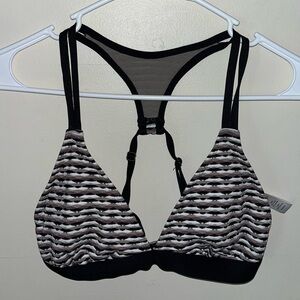 Athleta Women’s Black White Striped Racerback Bikini Top Bralette Size S EUC